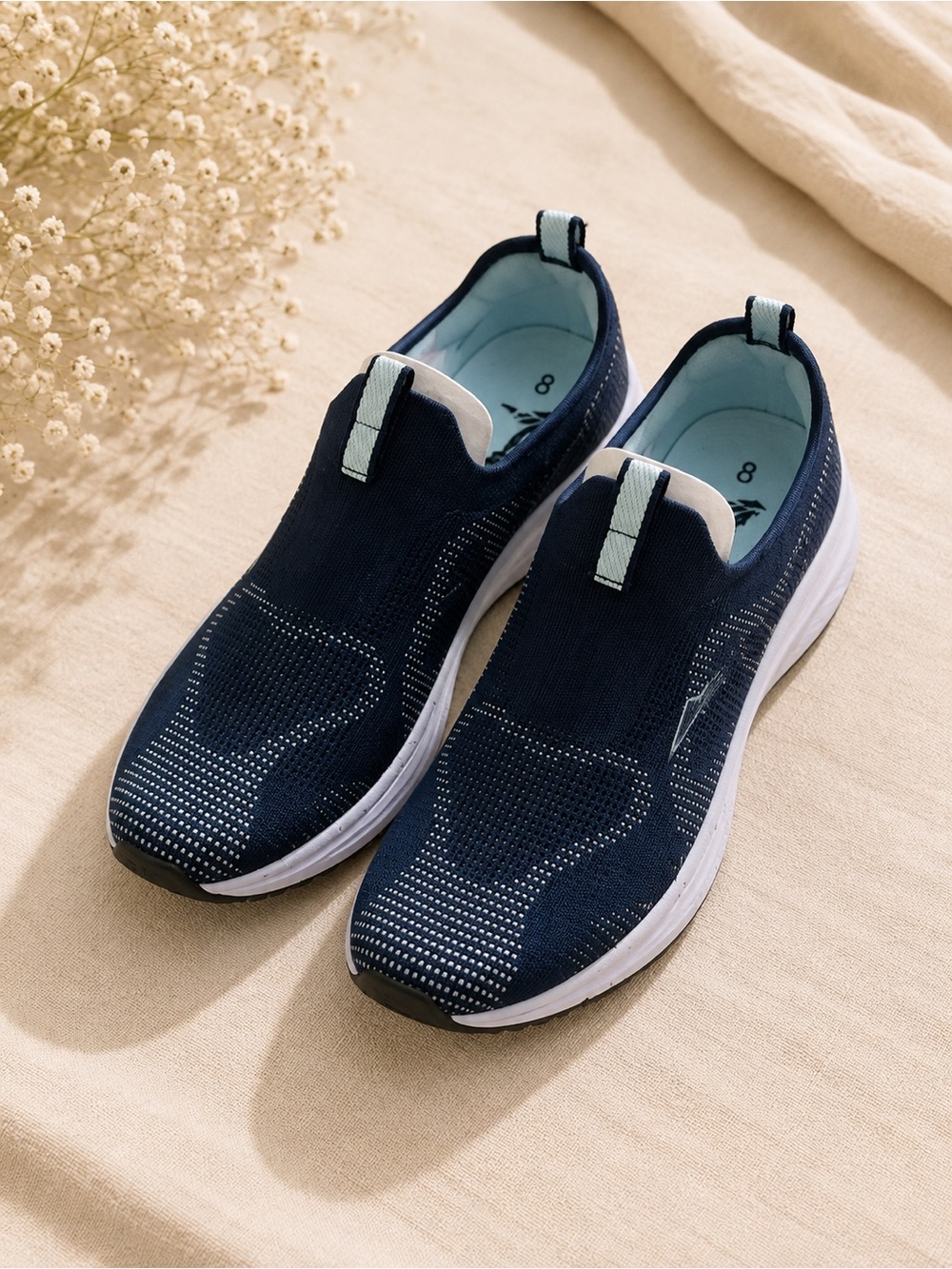 Avia Navy Slip-On Knit Athletic Shoes with Light Blue Accents